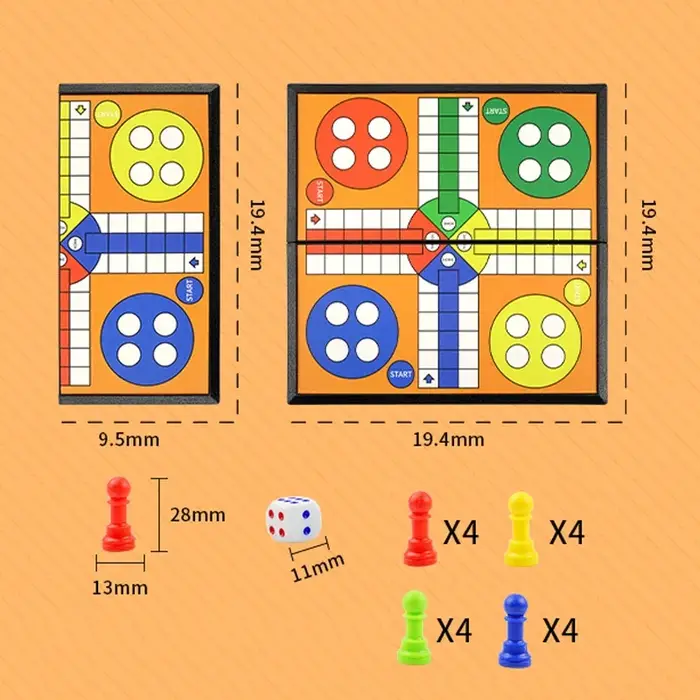 Jeu de société International Ludo pour enfants : jeu d'échecs pliable portable, jouet éducatif, jeu 
