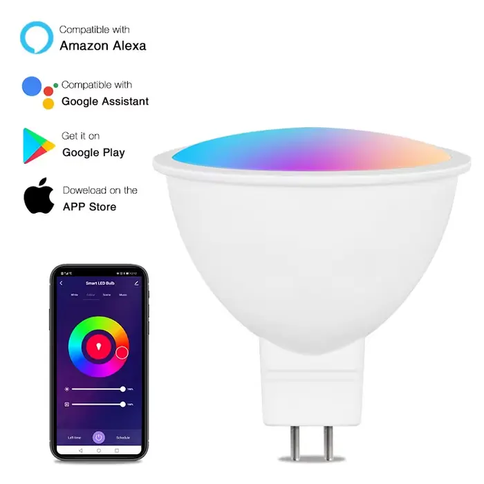 Suidhome-Ampoule LED intelligente, WIFI, allergique GU5.3/MR16, mini budgétaire DC12V, lampe 5W, fon