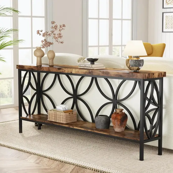 Table de canapé étroite de 70 à 9 pouces, table de canapé longue industrielle derrière le canapé, ta