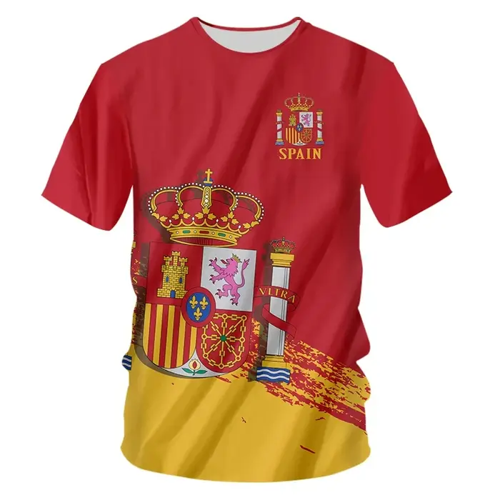 Espagne drapeau blason T-shirt homme impression 3D hommes femmes à manches courtes