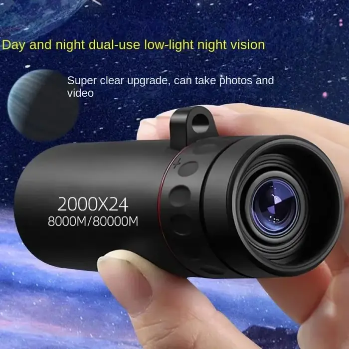Monoculaire télescope mini portable 2000x24 HD - Télescope smartphone pour camping chasse observation oiseaux