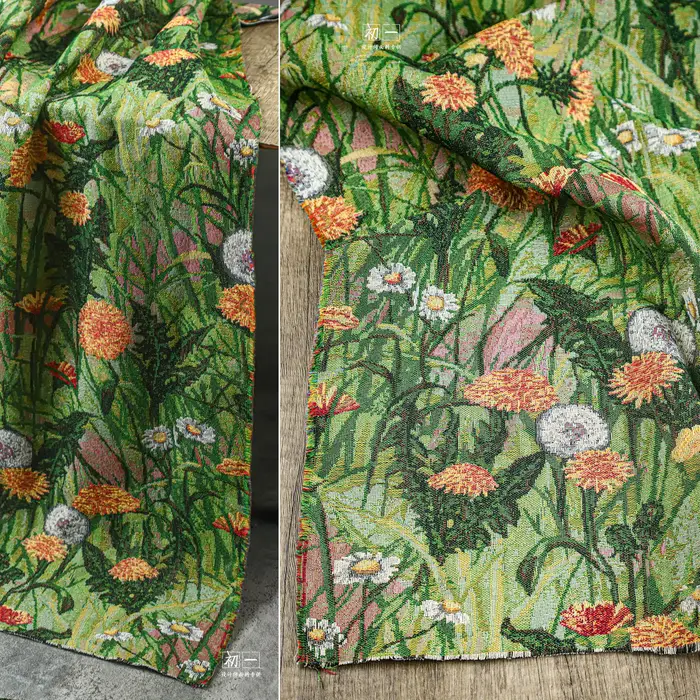 Tissu Jacquard à fleurs vertes, Style Vintage, matériel de styliste pour la fabrication de robes, DI