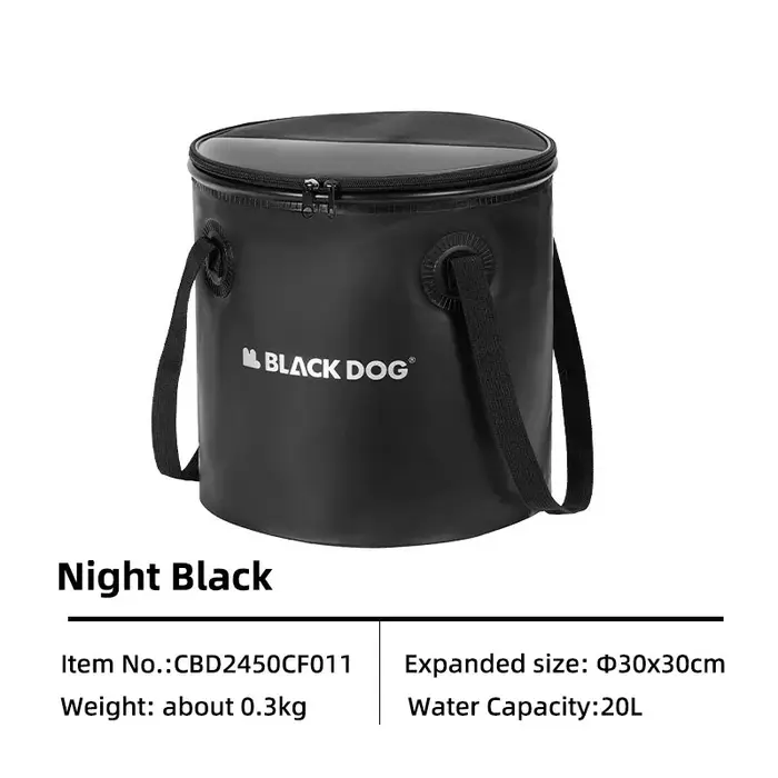 Blackdog seau rond d'eau pliant avec sortie de couvercle 20L Camping pêche sac de pique-nique en ple
