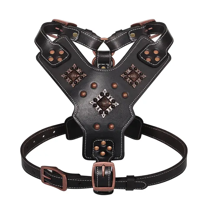 HarNISSAN-Grand chien en cuir véritable SFP, contrôle rapide, animal de compagnie durable, vernis po