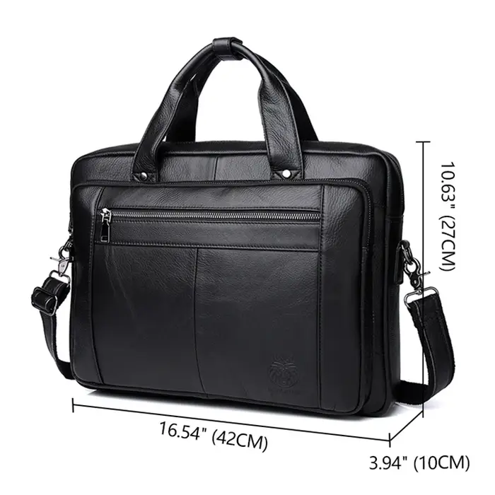 SCHLATUM Sac d'ordinateur de bureau en cuir véritable pour hommes, Porte-documents d'affaires, sacs 