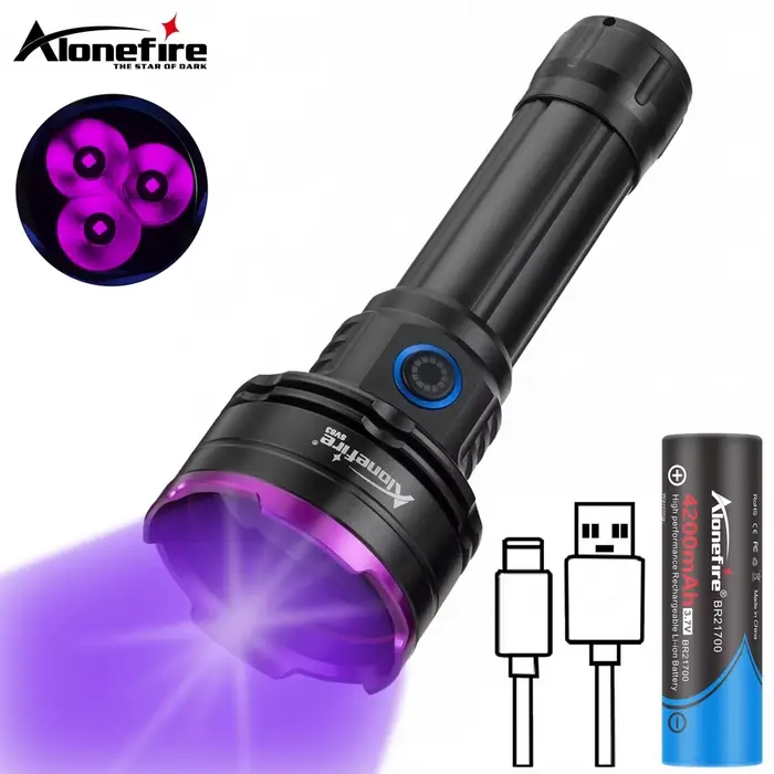 3 Led 30W 365nm/395nm lampe de poche UV haute puissance durcissement aux ultraviolets Scorpion miner