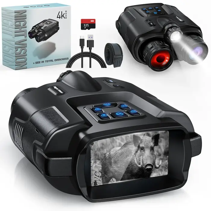 Jumelles vision nocturne 4K infrarouge rechargeable zoom 8x 600m pour chasse et surveillance