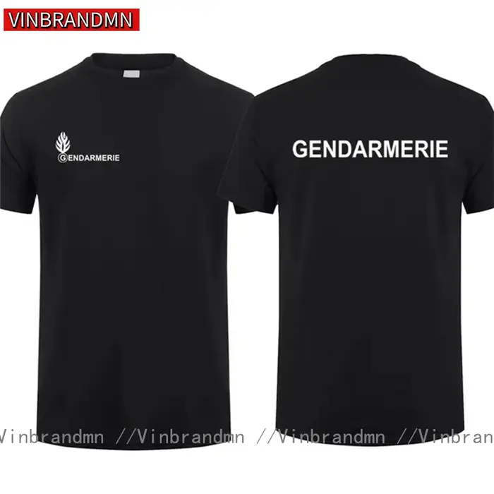Gendarmerie française T-shirt pour hommes coton à manches courtes col rond Gendarmerie PSIG T-shirt 
