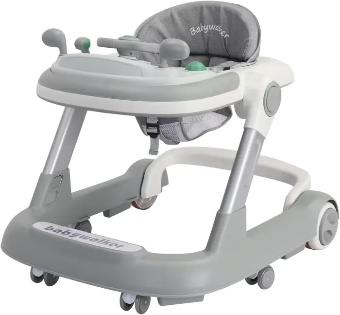 Trotteur 2 en 1 pour bébé, trotteur pour tout-petits avec plateau d'alimentation amovible et plateau