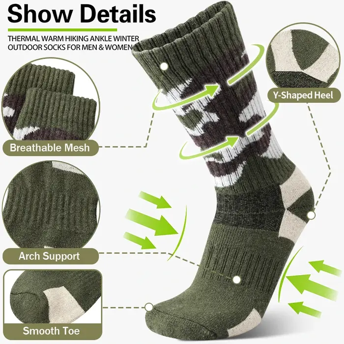 4 paires chaussettes camouflage laine épaisse homme hiver thermiques chasse sports outdoor cadeaux