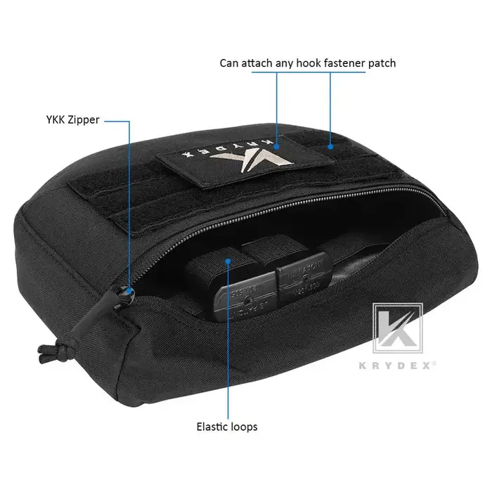 Poche drop dump tactique KRYDEX 500D pour gilet de chasse - Organisateur avant pour porteur de plaques