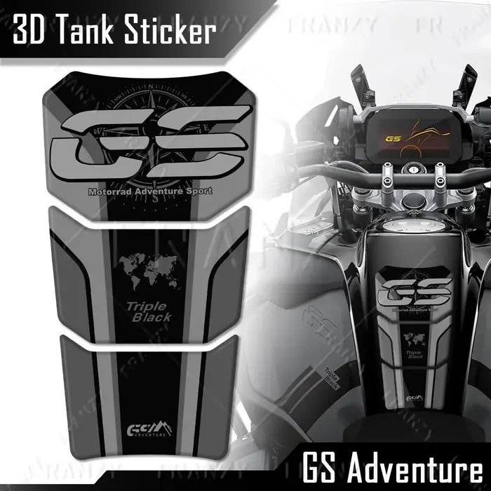Autocollant de protection 3D pour réservoir de moto, Triple noir, 40 ans, pour R1200GS ADV R1250GS R