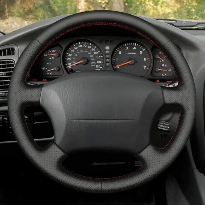 Housse de volant de voiture antidérapante en cuir artificiel noir, accessoires de voiture pour Toyot