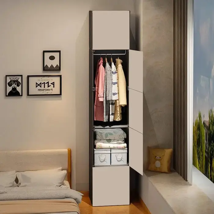 Placard de rangement en bois pour salon, tissu minimaliste nordique, étagères de garde-robe, organis