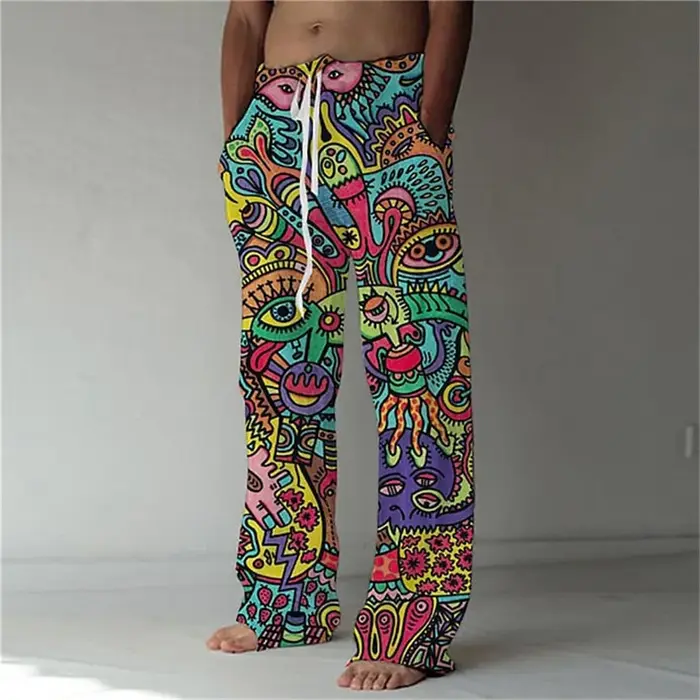 Pantalon large pour homme imprimé en 3D style hip-hop, pantalon pour homme imprimé tendance, confort