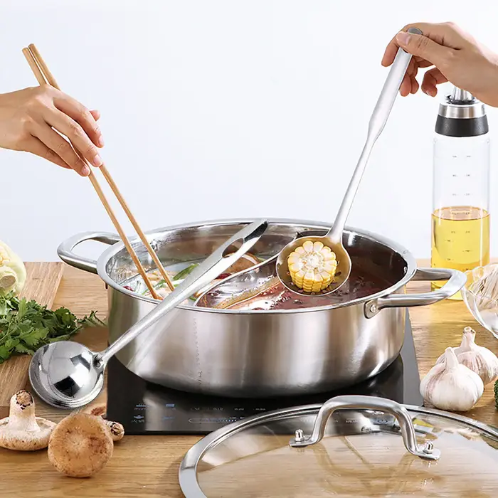 304 acier inoxydable Shabu Shabu diviseur double face cuisson soupe marmite avec couvercle