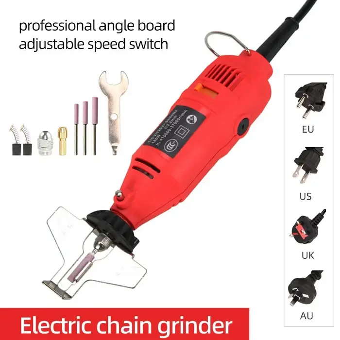 Kit d'affûtage de tronçonneuse électrique, machine à affûter les chaînes, ponceuse rapide portative pour chaînes de tronçonneuse, lime électrique EU USA UK AU