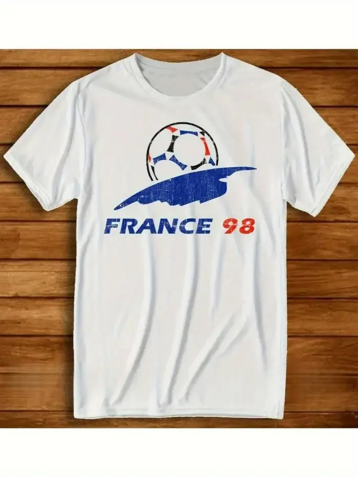 T-shirt de football rétro France 1998 pour hommes, # 98 Maillot de fan emblématique, manches courtes