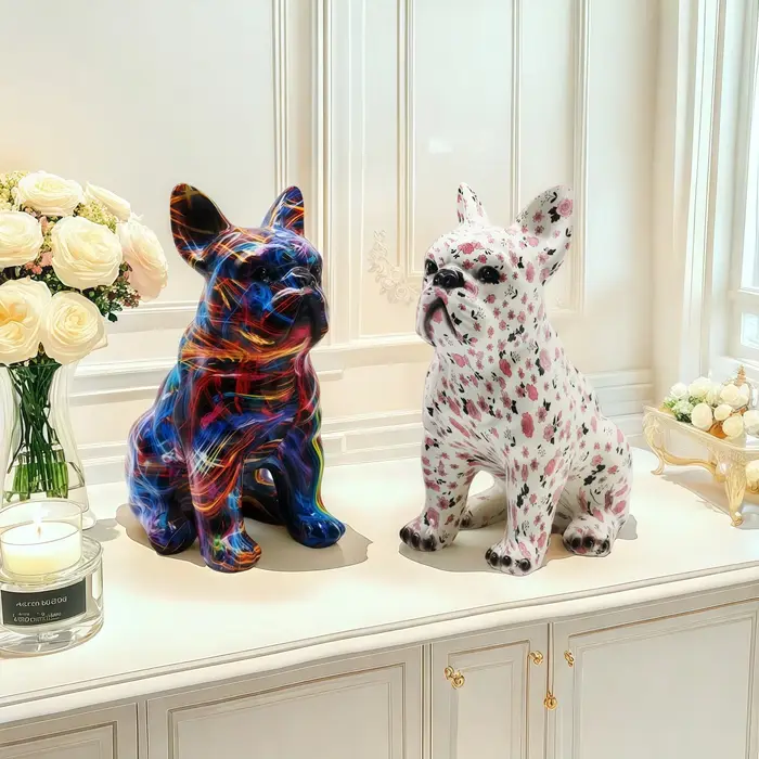 Figurine de bouledogue français assis