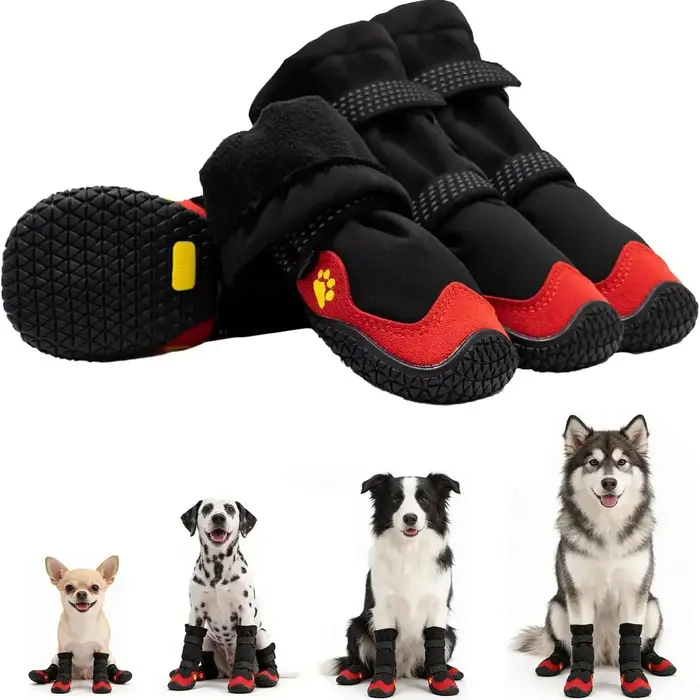Bottes pour chien pour la neige et la randonnée, protections imperméables à tige haute avec sangles 