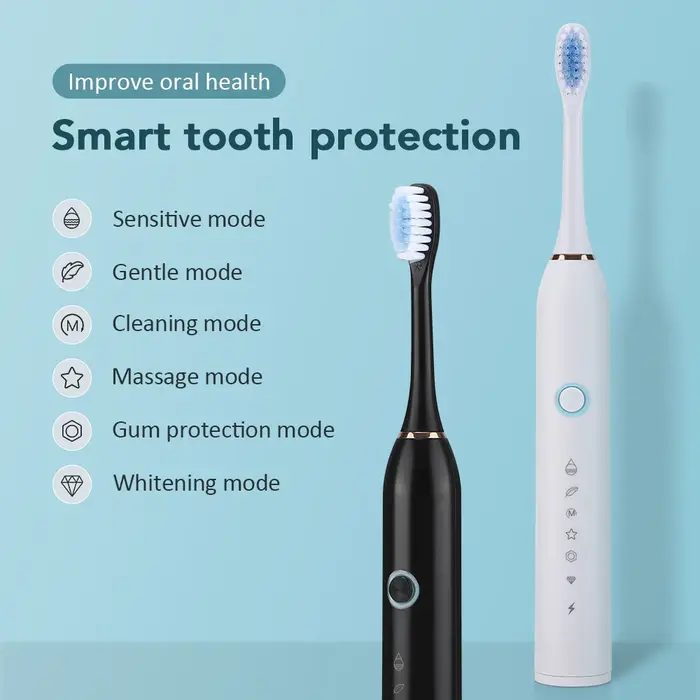 Brosse à dents électrique pour brosses à dents, 6 Modes, nettoyeur de blanchiment des dents, étanche