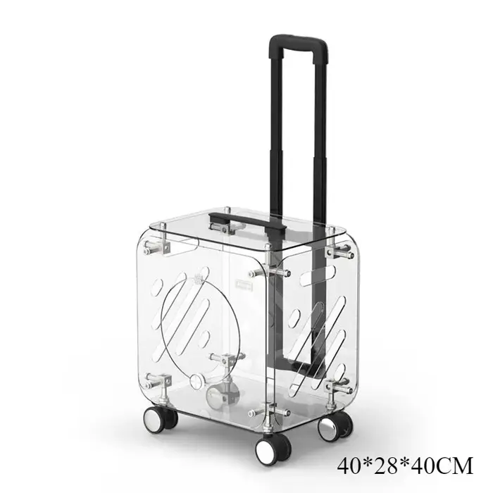 Chariot de voyage transparent pour animaux de compagnie, bagages à main portables, étui à avion, gra