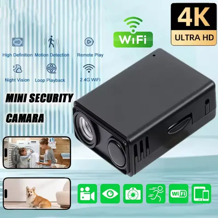 Caméra de sécurité 4K WiFi sans fil, surveillance à distance, détection de mouvement, caméscopes de 
