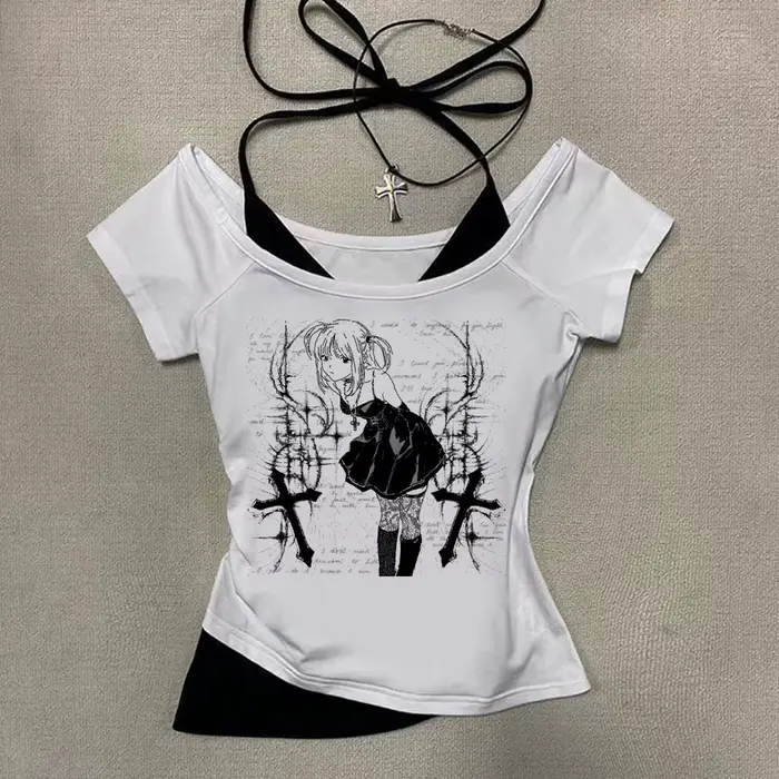 Y2k Femmes 90s Vintage Vêtements Vêtements Bébé T-shirts Hauts Femmes T-shirts Goth Anime Fille impr