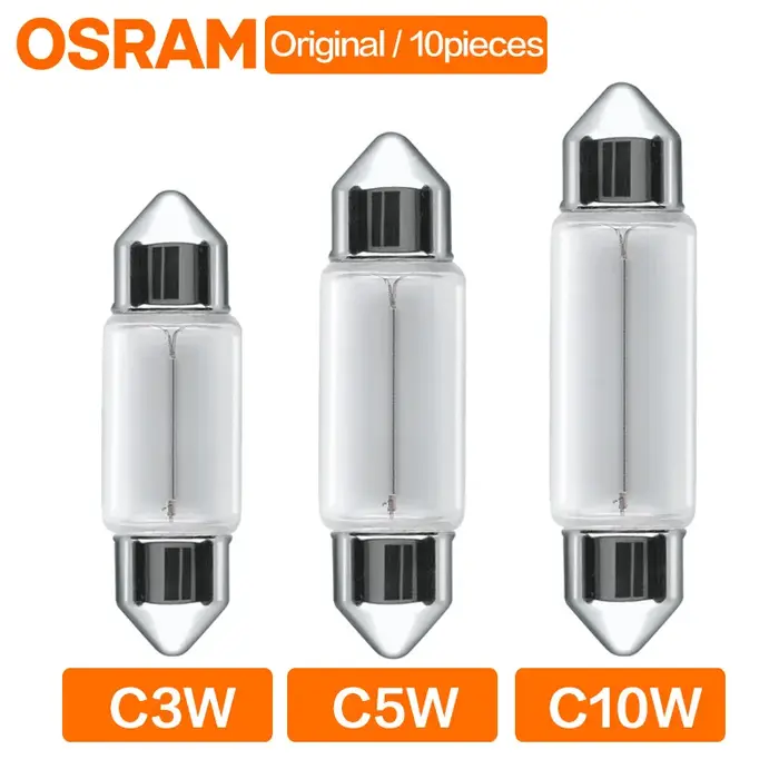 Lampe de signalisation de voiture 10 pièces OSRAM C3W C5W C10W 12V SV7-8 6411 6438 6428 6418 12844 1