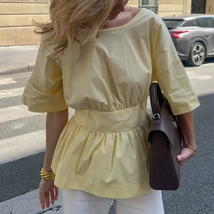 Élégante Blouse T-shirt Femme à Volants