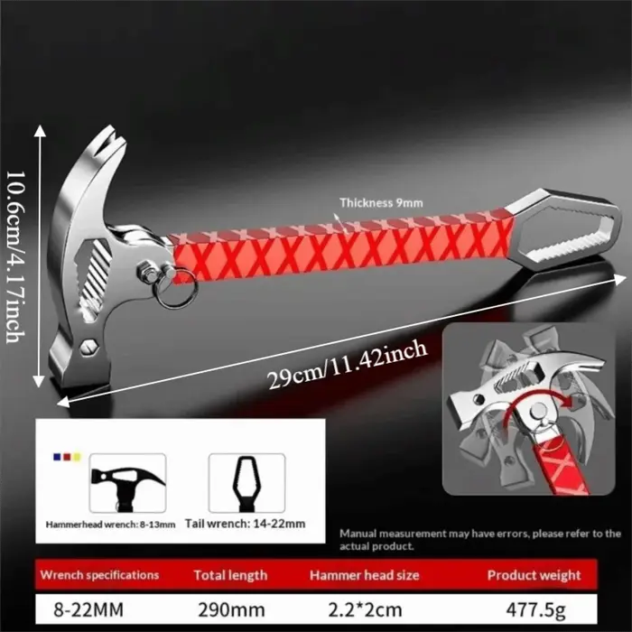 Marteau multifonctionnel pliable en corne de mouton