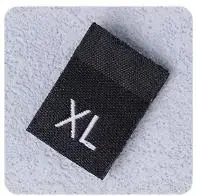 Étiquette de Taille de Vêtement, Texte Noir et Blanc, pour Vêtements, T-shirt, Robe, Grill, Tissu, X