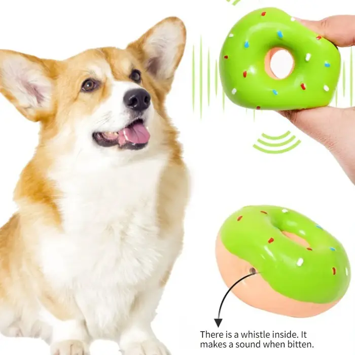 Jouets pour chiens couineurs en forme de beignet jouet interactif meulage des dents