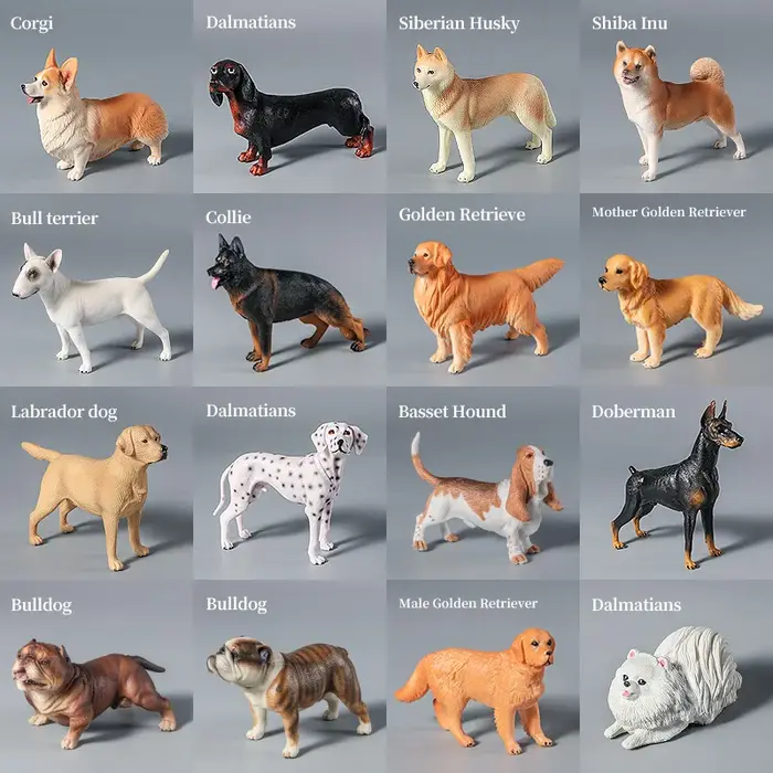Ensemble de jouets modèles d'animaux de chien de ferme