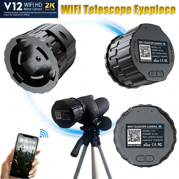Oculaire électronique WiFi 4 millions de pixels HD pour lunettes 25-50mm - caméra télescope portable