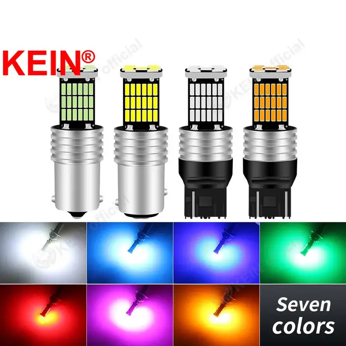 KEIN 2 pièces 7 couleurs P21W 1156 1157 ampoule Led BA15S BAY15D T20 7440 7443 W21W 45SMD 4014 clign