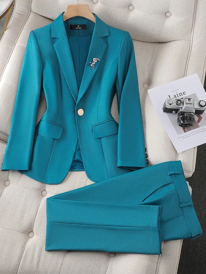 Blazer et pantalon imbibés pour femmes, veste formelle solide, surintendant, vêtements de travail d'