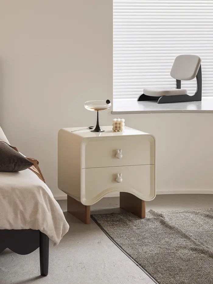 Armoire de rangement de chevet de chambre à coucher en bois massif naturel, Style nordique moderne e
