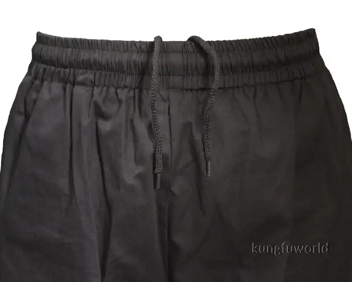 Pantalon en sergé de coton noir Chenjiagou pour Tai Chi, Kung Fu, Wushu, arts martiaux, Wing Chun, Q