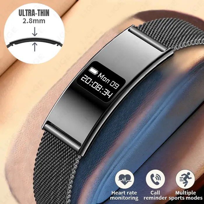 Bracelet connecté ultra-fin 2.8mm surveillance santé fréquence cardiaque étanche sport électronique smartwatch