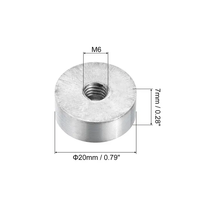 4/6/8 pièces 20mm de diamètre disque en aluminium matériel M6 M8 filetage rond verre Table cercle di