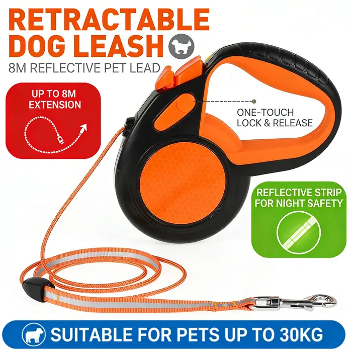 Laisse de marche rétractable pour animaux de compagnie