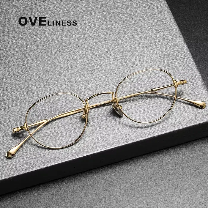 Monture de lunettes en titane pur hommes femmes Vintage rond marque Design montures de lunettes nouv