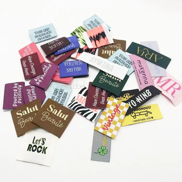 Logo personnel personnalisé damassé vêtements tissés étiquettes étiquette principale