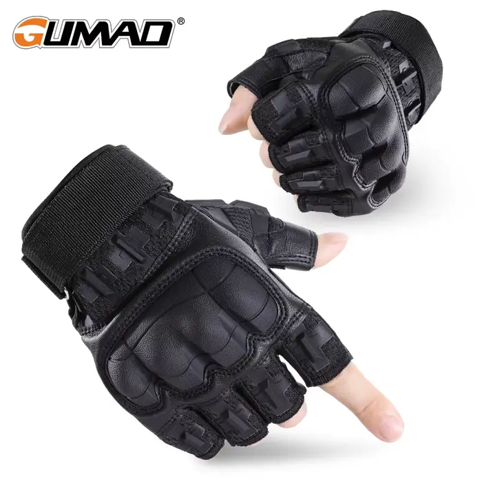 Gants tactiques doigts coupés - Gants de chasse et sport avec coque dure antidérapante