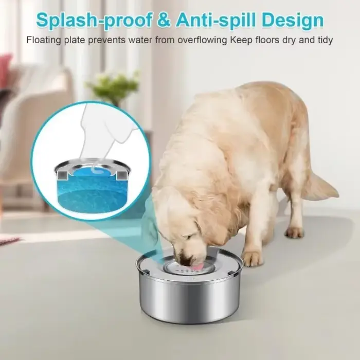 Bol flottant en acier inoxydable pour chien 1L 3L, distributeur d'eau anti-éclaboussures sans dévers
