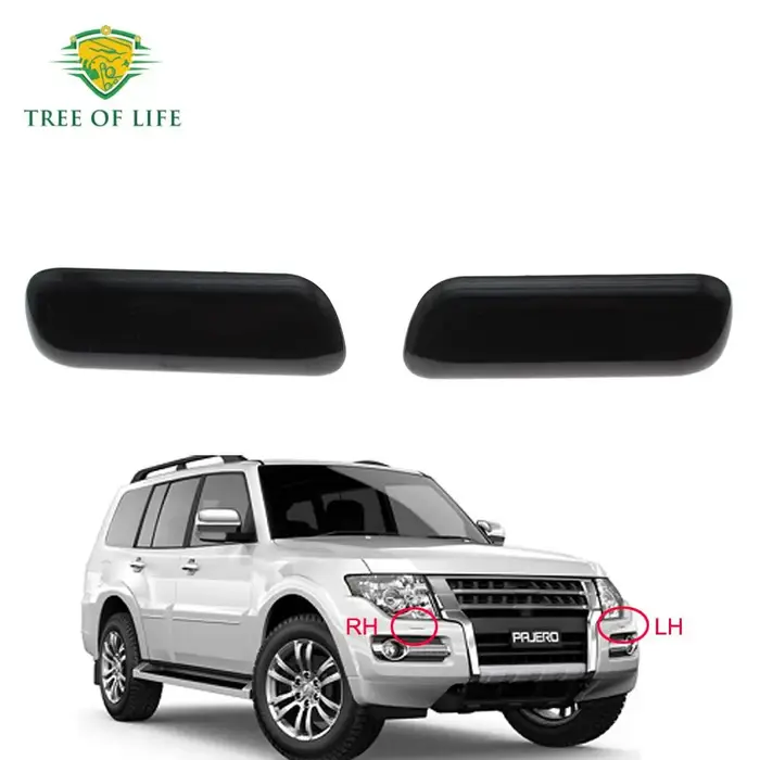 Couvercle de buse de pulvérisation de phare avant, noir et gris pour Mitsubishi Pajero V97 V93 Monte