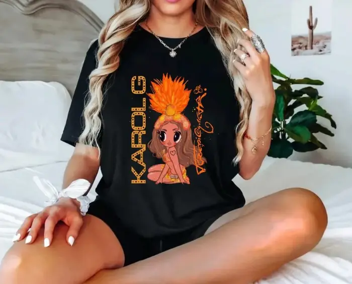 T-shirt Singer Karol G Tropicoqueta pour hommes et femmes, vêtements d'été en coton, haut à manches 