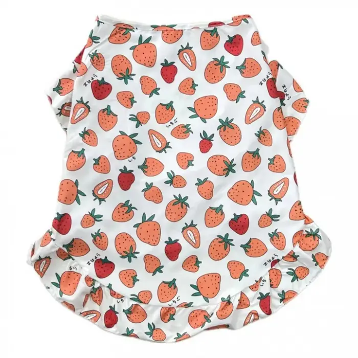 Débardeur pour chien à imprimé fraises, respirant, mignon, grande taille, vêtements fins pour chiots