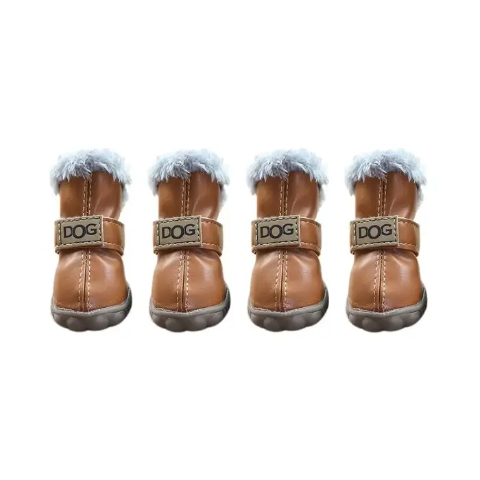Bottes de neige imperméables pour animaux de compagnie, chaussures coordonnantes pour chien, peluche